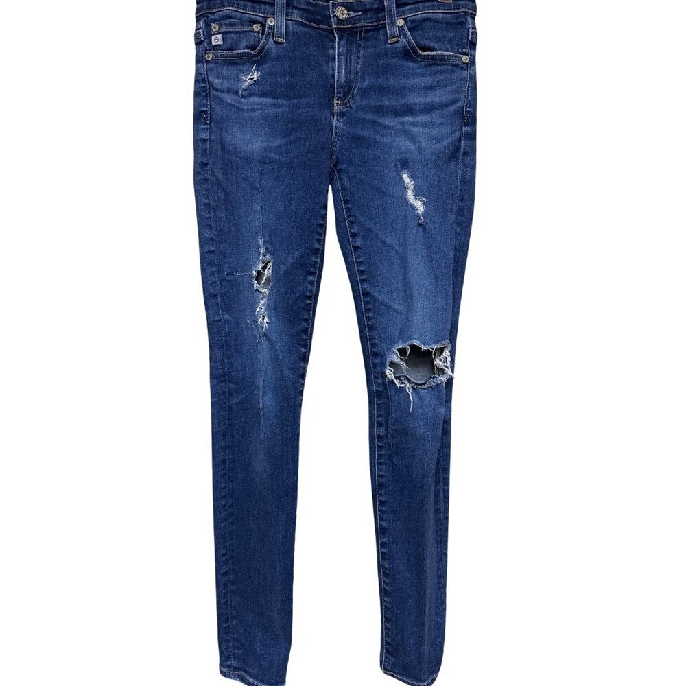 AG Adriano Goldschmied Women's Jeans Legging Super Skinny Ankle Distressed 25R